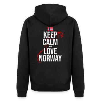 I love norway - Unisex Premium Organic Zip Hoodie - black - Back - Nico (187cm)