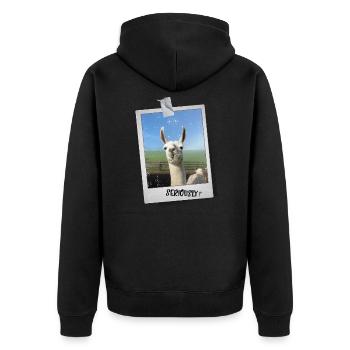Photo drôle d'alpaga de lama "Sérieusement?" En disant - Veste à capuche bio Premium Unisexe - noir - Dos - Nico (187cm)
