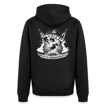 Zimermann - Unisex Premium Bio Zip Hoodie - Schwarz - Hinten - Nico (187cm)