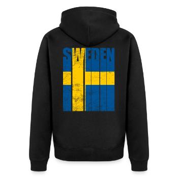 Schweden - Unisex Premium Bio Zip Hoodie - Schwarz - Hinten - Nico (187cm)