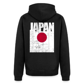 Japan Flagge - Unisex Premium Bio Zip Hoodie - Schwarz - Hinten - Nico (187cm)