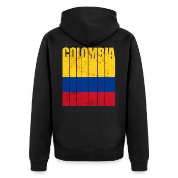 Kolumbien Flagge - Unisex Premium Bio Zip Hoodie - Schwarz - Hinten - Nico (187cm)