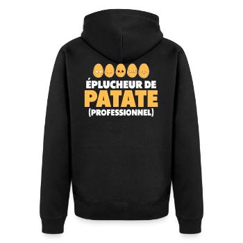 Professional cook potato peeler - Unisex Premium Organic Zip Hoodie - black - Back - Nico (187cm)