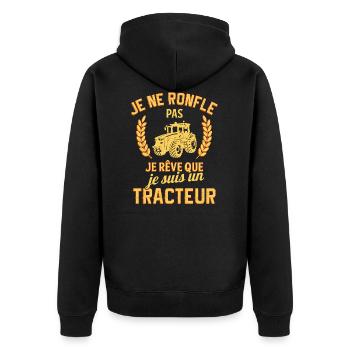 Je ne pas ronfler je rêve Je suis un tracteur - Veste à capuche bio Premium Unisexe - noir - Dos - Nico (187cm)