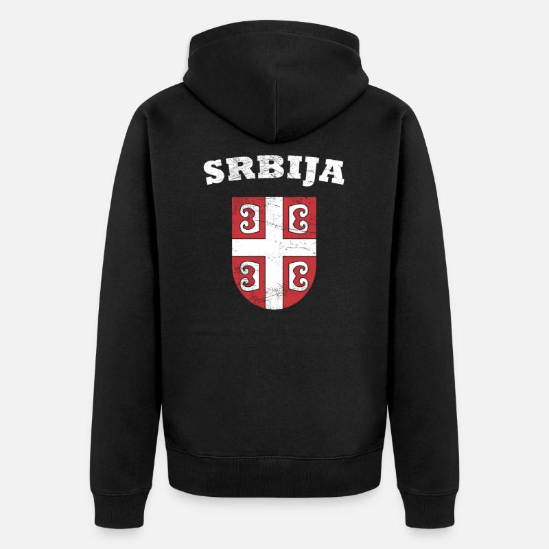 Serbien Wappen - Unisex Premium Bio Zip Hoodie - Schwarz