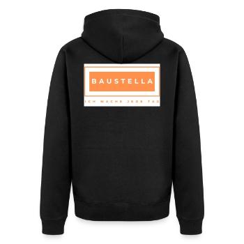 Baustelle - Baustelle - Bauarbeiter - Unisex Premium Bio Zip Hoodie - Schwarz - Hinten - Nico (187cm)