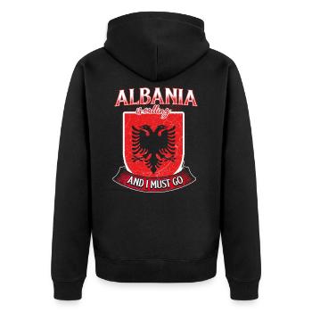 Albanien - Unisex Premium Bio Zip Hoodie - Schwarz - Hinten - Nico (187cm)