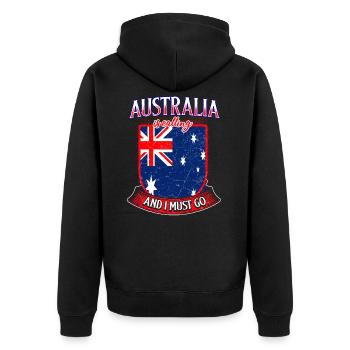 Australien Fan - Unisex Premium Bio Zip Hoodie - Schwarz - Hinten - Nico (187cm)