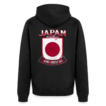Japan Fan - Unisex Premium Organic Zip Hoodie - black - Back - Nico (187cm)
