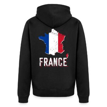 Frankreich - Unisex Premium Bio Zip Hoodie - Schwarz - Hinten - Nico (187cm)