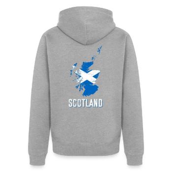 Ecosse Drapeau Géographie - Veste à capuche bio Premium Unisexe - gris chiné - Dos - Nico (187cm)