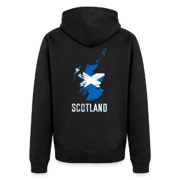 Schottland Flagge Geografie - Unisex Premium Bio Zip Hoodie - Schwarz - Hinten - Nico (187cm)