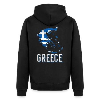 Greece Fan - Unisex Premium Organic Zip Hoodie - black - Back - Nico (187cm)