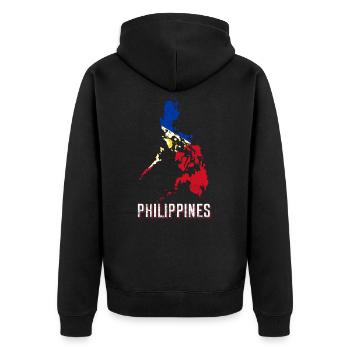 Philippinen - Unisex Premium Bio Zip Hoodie - Schwarz - Hinten - Nico (187cm)