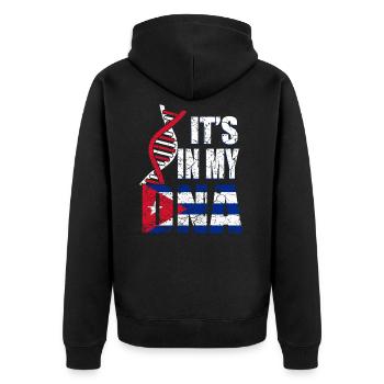 Kuba ist in meiner DNA - Unisex Premium Bio Zip Hoodie - Schwarz - Hinten - Nico (187cm)