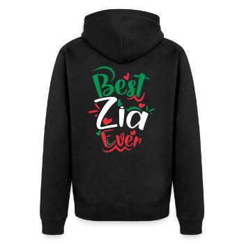 Beste Zia aller Zeiten - Unisex Premium Bio Zip Hoodie - Schwarz - Hinten - Nico (187cm)