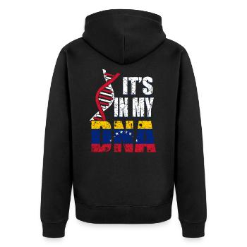 Venezuela ist in meiner DNA - Unisex Premium Bio Zip Hoodie - Schwarz - Hinten - Nico (187cm)