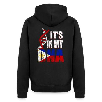 Philippinische DNA - Unisex Premium Bio Zip Hoodie - Schwarz - Hinten - Nico (187cm)