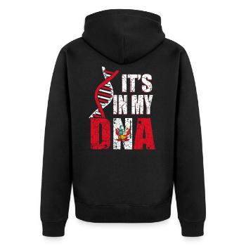 Peru ist in meiner DNA - Unisex Premium Bio Zip Hoodie - Schwarz - Hinten - Nico (187cm)