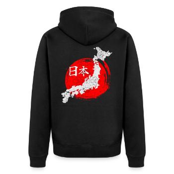 Japan country shape flag character - Unisex Premium Organic Zip Hoodie - black - Back - Nico (187cm)