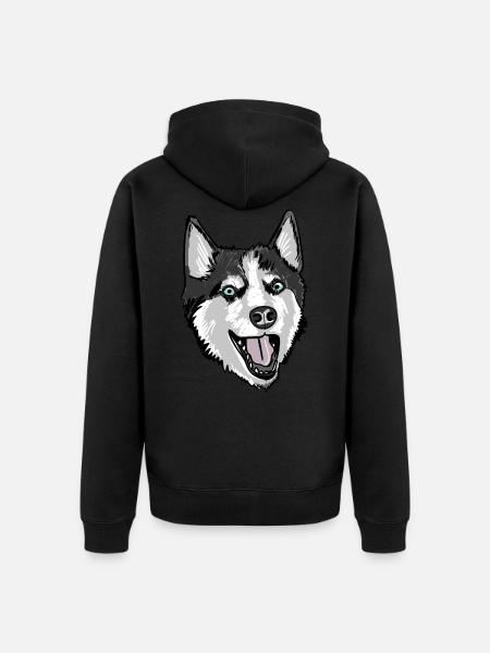 Husky lustig - Unisex Premium Bio Zip Hoodie - Schwarz