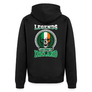 Legends are born in Ireland - Unisex Premium Organic Zip Hoodie - black - Back - Nico (187cm)