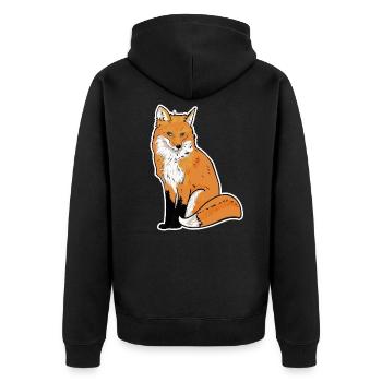 Fox Illustration - Unisex Premium Organic Zip Hoodie - black - Back - Nico (187cm)
