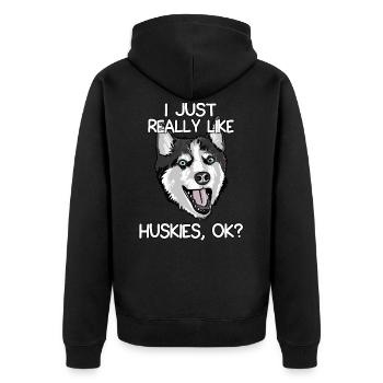 J'aime vraiment les Huskies, d'accord? - Veste à capuche bio Premium Unisexe - noir - Dos - Nico (187cm)