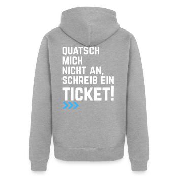 Informatiker IT Ticket Spruch Programmierer - Unisex Premium Bio Zip Hoodie - Grau meliert - Hinten - Nico (187cm)