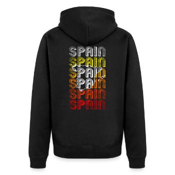 Spanien - Unisex Premium Bio Zip Hoodie - Schwarz - Hinten - Nico (187cm)
