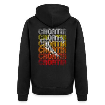 Kroatien - Unisex Premium Bio Zip Hoodie - Schwarz - Hinten - Nico (187cm)