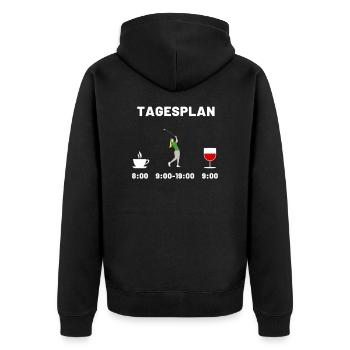 Golfer golfen Kaffee Wein tagesplan geschenk frau - Unisex Premium Bio Zip Hoodie - Schwarz - Hinten - Nico (187cm)