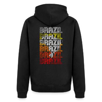 Brasilien - Unisex Premium Bio Zip Hoodie - Schwarz - Hinten - Nico (187cm)