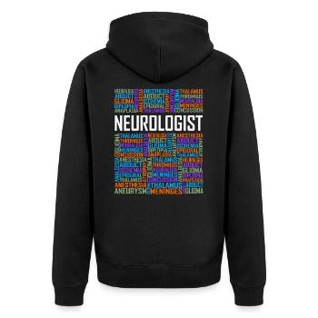 Neurologue - Mots - Veste à capuche bio Premium Unisexe - noir - Dos - Nico (187cm)
