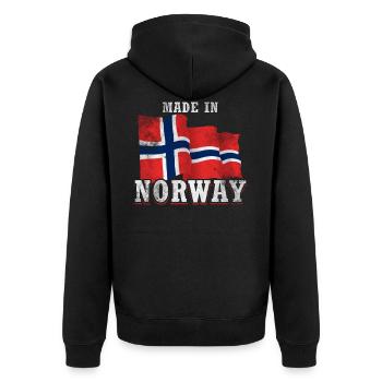 Made in Norwegen - Unisex Premium Bio Zip Hoodie - Schwarz - Hinten - Nico (187cm)