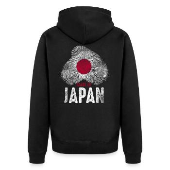 Made in Japan - Unisex Premium Bio Zip Hoodie - Schwarz - Hinten - Nico (187cm)