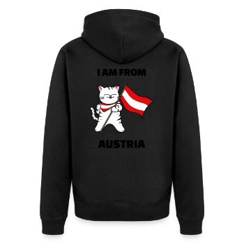 I am from Austria - Unisex Premium Organic Zip Hoodie - black - Back - Nico (187cm)