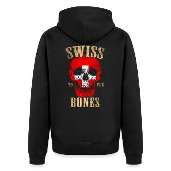 Swiss to the bone - Unisex Premium Organic Zip Hoodie - black - Back - Nico (187cm)