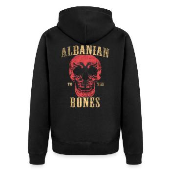 Albaner bis auf die Knochen - Unisex Premium Bio Zip Hoodie - Schwarz - Hinten - Nico (187cm)