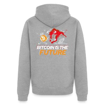 Bitcoin Is The Future Bitcoin Trader Bitcoin Gift - Unisex Premium Organic Zip Hoodie - heather grey - Back - Nico (187cm)