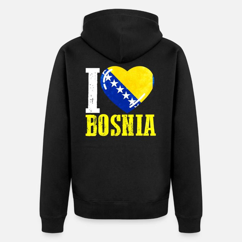 J’aime la Bosnie - Veste à capuche bio Premium Unisexe - noir