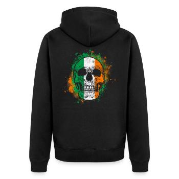 Irischer Totenkopf - Unisex Premium Bio Zip Hoodie - Schwarz - Hinten - Nico (187cm)