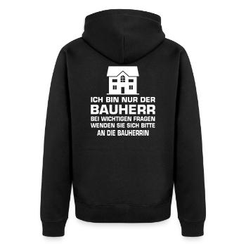 Bauherr lustig Bauherren 2022 Erinnerung Eigenheim - Unisex Premium Bio Zip Hoodie - Schwarz - Hinten - Nico (187cm)