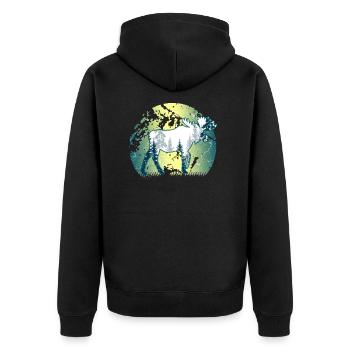 Elch - Unisex Premium Bio Zip Hoodie - Schwarz - Hinten - Nico (187cm)