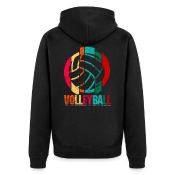 Volleyball - Unisex Premium Bio Zip Hoodie - Schwarz - Hinten - Nico (187cm)