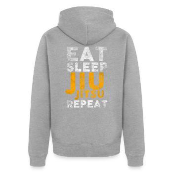 Jiu Jitsu - Unisex Premium Bio Zip Hoodie - Grau meliert - Hinten - Nico (187cm)