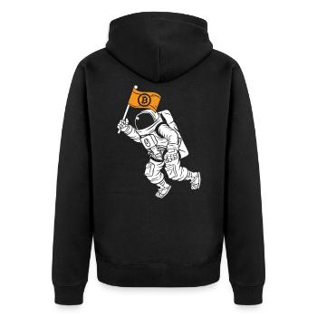 Bitcoin zum Mond Bitcoin Geschenk Astronaut Bitcoin - Unisex Premium Bio Zip Hoodie - Schwarz - Hinten - Nico (187cm)