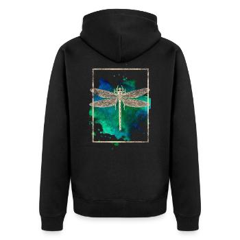 dragon-fly - Unisex Premium Organic Zip Hoodie - black - Back - Nico (187cm)