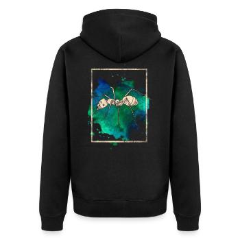 Ameise - Unisex Premium Bio Zip Hoodie - Schwarz - Hinten - Nico (187cm)