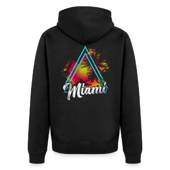 Miami Florida - Unisex Premium Bio Zip Hoodie - Schwarz - Hinten - Nico (187cm)
